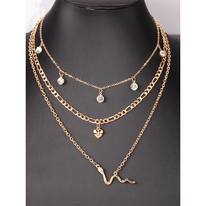 Choker Necklace Chrome Gold Women's Elegant Artistic Layered Necklace For Wedding Party Valentine's Day3