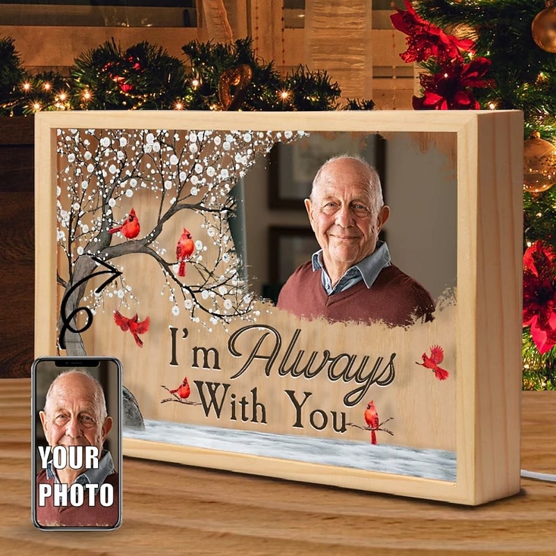 Personalized Photo Lamp I'm Always With You Personalized Photo Frame Lamp Christmas Memorial Gifts Custom for Loss of Mom Dad Grandapa Grandma Family2