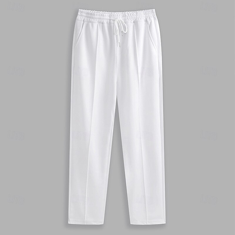 Men's Sweatpants Joggers Trousers Pleated Pants Drawstring Elastic Waist Plain Comfort Breathable Full Length Casual Daily Holiday Sports Fashion Black White Micro-elastic2