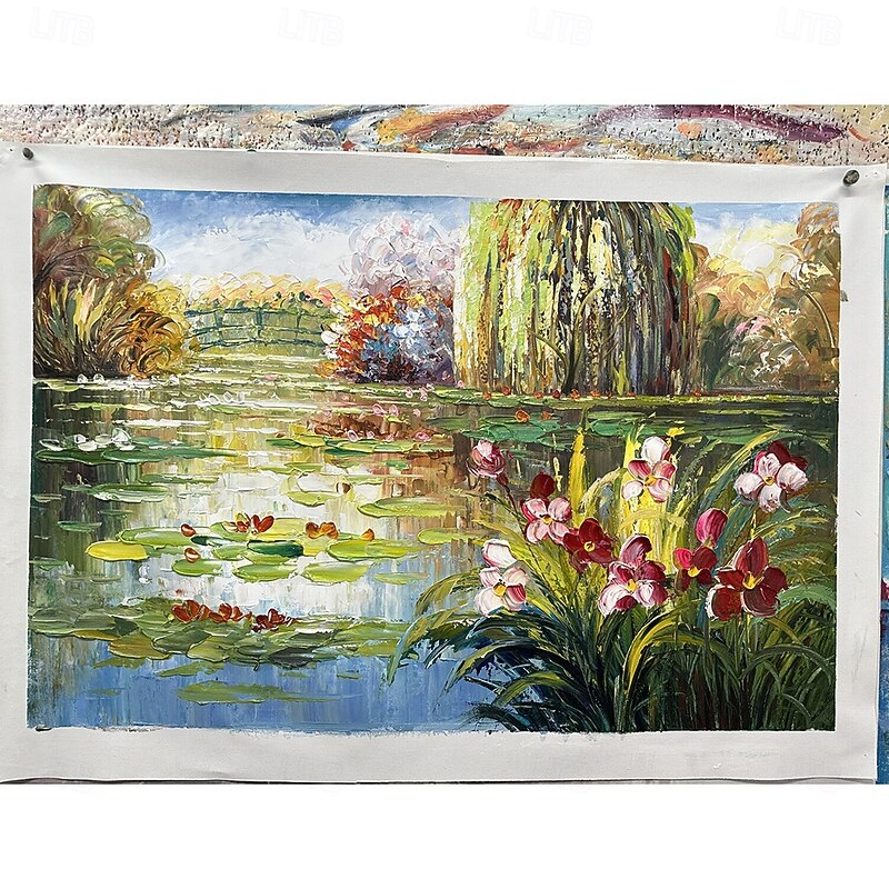 Mintura Handmade Lotus Oil Paintings On Canvas Modern Wall Art Room Decoration Flowers Landscape Picture For Home Decor Rolled Frameless Unstretched Painting3