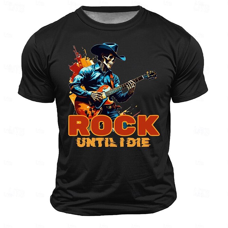 Men's Rock T Shirt Short Sleeve T shirt 3D Print Crew Neck Shirt Fashion Athleisure Street Sports Outdoor Daily Lake Blue Black White Summer Spring Clothing Apparel S M L XL XXL XXXL2