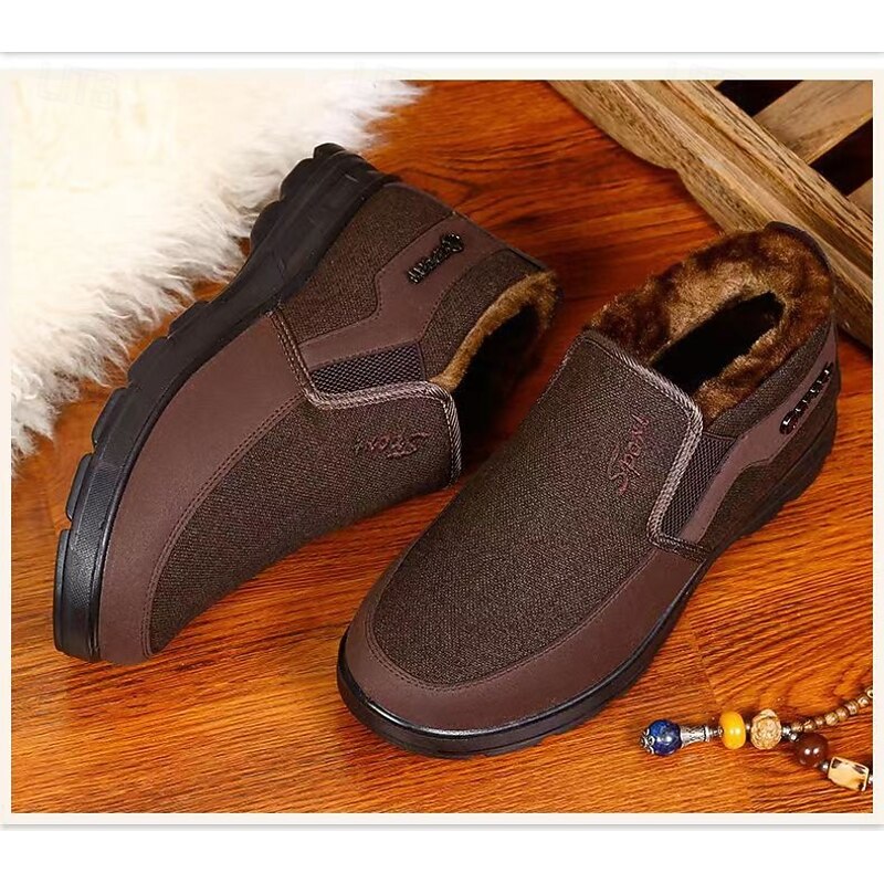 Men's Brown Winter Slip-On Boots with Plush Lining – Warm and Comfortable Casual Footwear for Cold Weather3