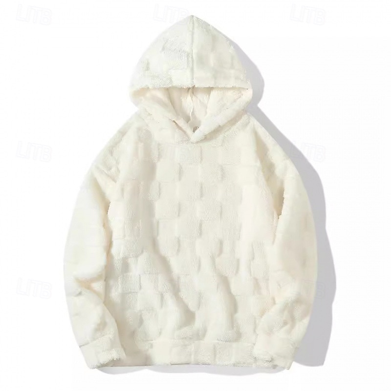 Men's Fleece Hoodie Sherpa Fleece Hoodie Black White Gray Hooded Plain Pocket Sports & Outdoor Daily Holiday Polyester Streetwear Cool Casual Winter Spring &  Fall Clothing Apparel Hoodies4