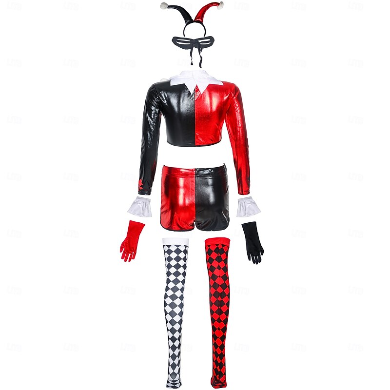 Harley Quinn Clown Halloween Outfits Costume Circus Carnival Costume Cosplay Adults Women's Carnival Mardi Gras Performance Party Stage Easy Halloween Costumes Dress Up4