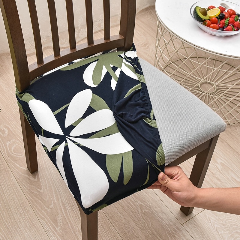 Stretch Dining Chair Seat Covers Set Soft Removable Washable Seat Covers for Dining Chairs, Dining Room Seat Cover Slipcover Protector