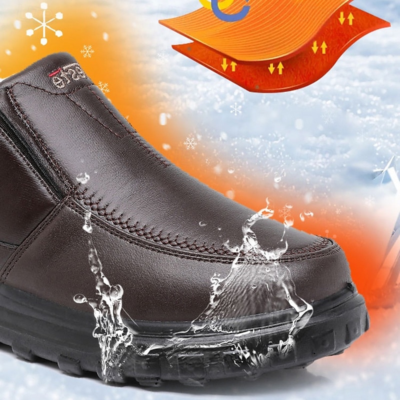 Men's Casual Cozy and Warm Faux Leather Slip-on Shoes with Fur Lining - Perfect for Winter Outdoor Activities4