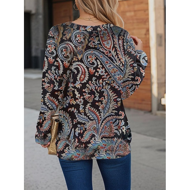 Women's Sweatshirt Casual Graphic Street Dailywear Crew Neck Print Long Sleeve Black Fall Winter2