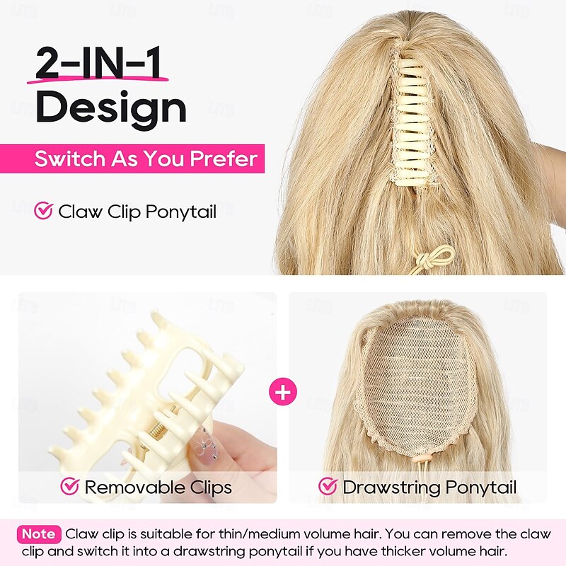 Ponytail Extension 24" Claw Clip in Ponytail Extensions Long Curly Wavy Ponytail Hair Extension Jaw Clip on Pony Tails Hairpiece for Women2