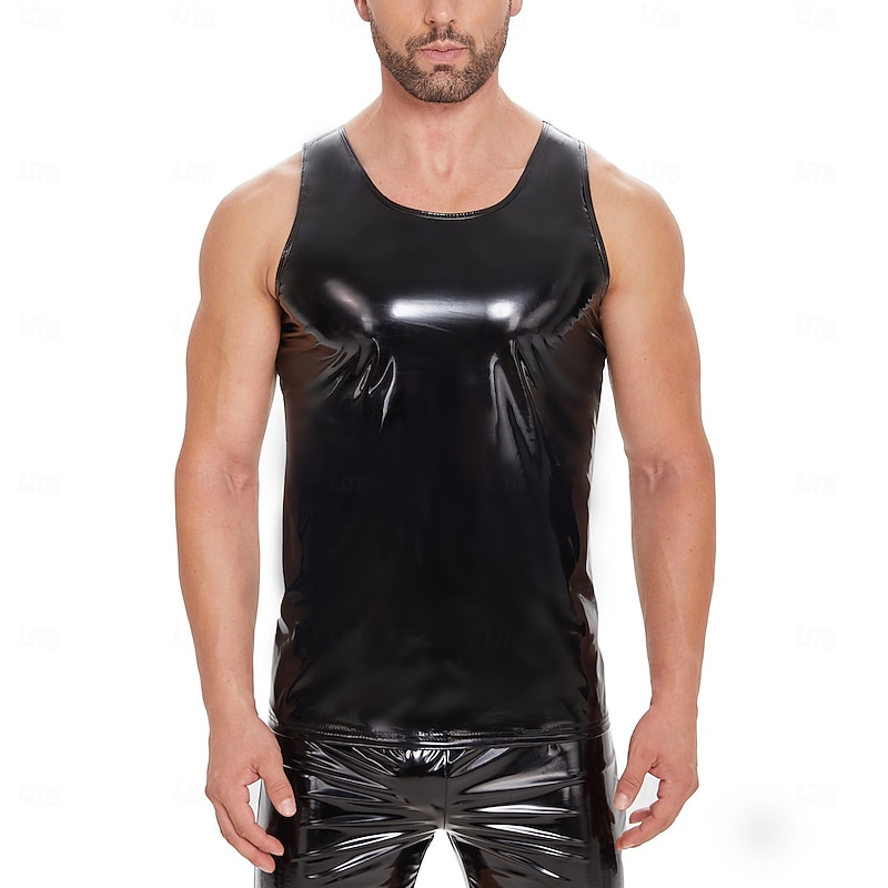 T-shirt Skin Suit Tank Top Carnival Costume Men's Shiny Metallic Costume for Performance Club Pole Dance Halloween Carnival Adults'2