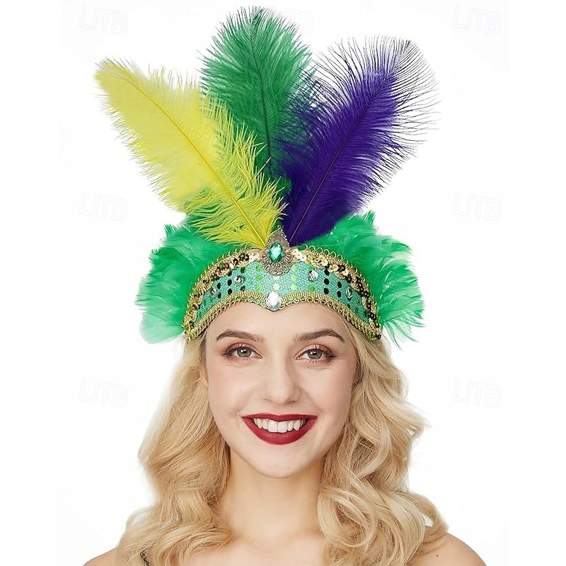 Brazilian Halloween Headband Feather Adults' Women's Halloween Carnival Mardi Gras Party Masquerade Carnival of Venice Easy Halloween Costumes Dress Up 7