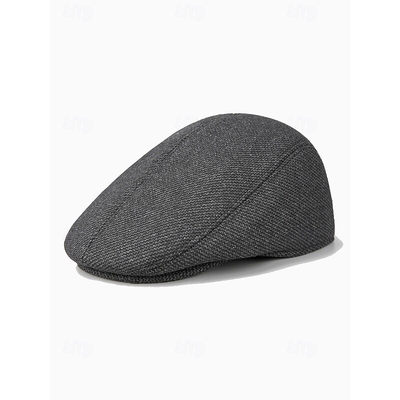 Men's Winter Flat Cap with Ear Flaps - Warm Tweed Newsboy Hat for Outdoor Activities and Casual Wear4