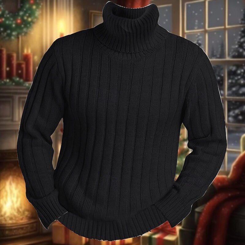 Men's Turtleneck Sweater Pullover Sweater Jumper Knit Sweater Mens Turtle Neck Jumper Ribbed Knit Regular Knitted Pit Plain Roll Neck Keep Warm Modern Contemporary Daily Wear Going out Clothing4