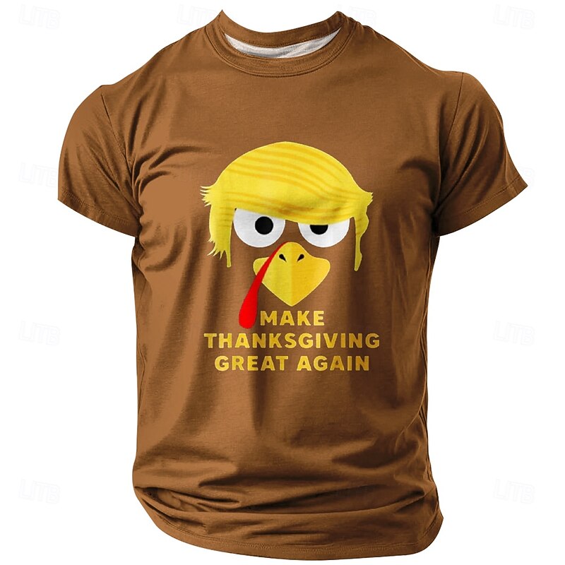Thanksgiving Day Men's Turkey T Shirt Short Sleeve T shirt 3D Print Crew Neck Shirt Fashion Athleisure Street Sports Outdoor Daily Black Blue Brown Summer Spring Clothing Apparel S M L XL XXL XXXL2