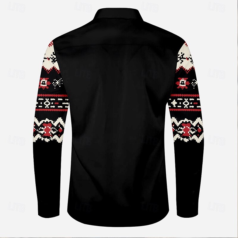 Men's Cowboy Western Shirt Button Up Shirt Cowboy Shirt Long Sleeve Vintage Western Outdoor Daily Holiday Spring Fall Winter Turndown Collared Shirts 3D Print Black2