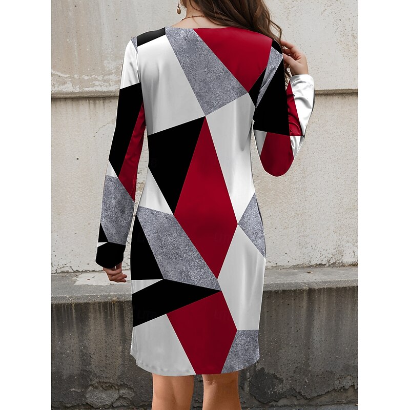 Women's Sweatshirt Dress Mini Dress Knit Dress Winter Dress Corset Dress Casual Formal Party Street Casual Regular Fit Color Block Long Sleeve Crew Neck Red Blue Brown Spring Fall Winter2