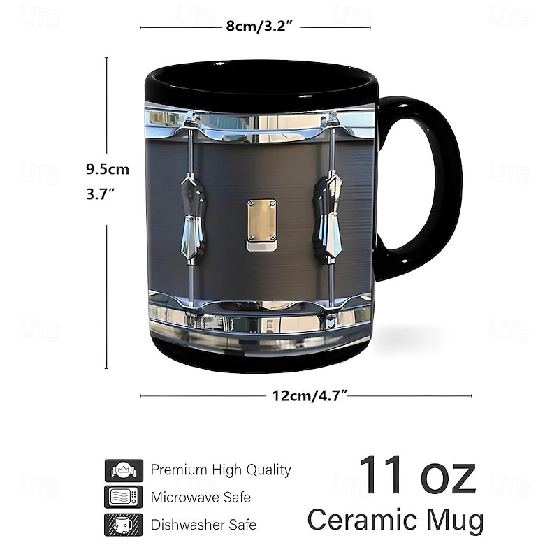 Black Vintage Drum Mug, Funny Drumming Gifts, Christmas Gift for Drummer, Drumming Coffee Cup, Drumming Dad, Drummer Brother Tumbler Gifts, Drums 11oz2