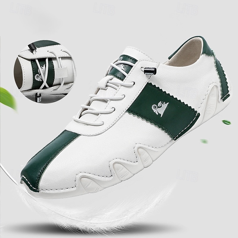 Men's White and Green Casual Sneakers with Unique Wavy Sole and Lace-Up Design – Comfortable Everyday Sport Shoes2