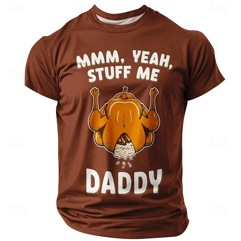 Men's Adult Humor Funny Turkey T shirt Short Sleeve T shirt 3D Print Crew Neck Shirt Fashion Athleisure Street Sports Outdoor Daily Black Blue Brown Summer Spring Clothing Apparel S M L XL XXL XXXL3