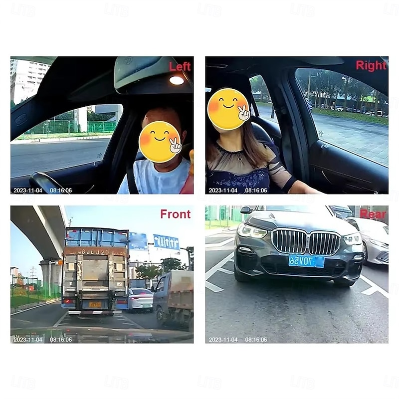 Dash Cam 4Channel 1080P Driving Recorder HD1080P Front Inside Rear View Infrared Night Vision Car Charge Reversing Camera4