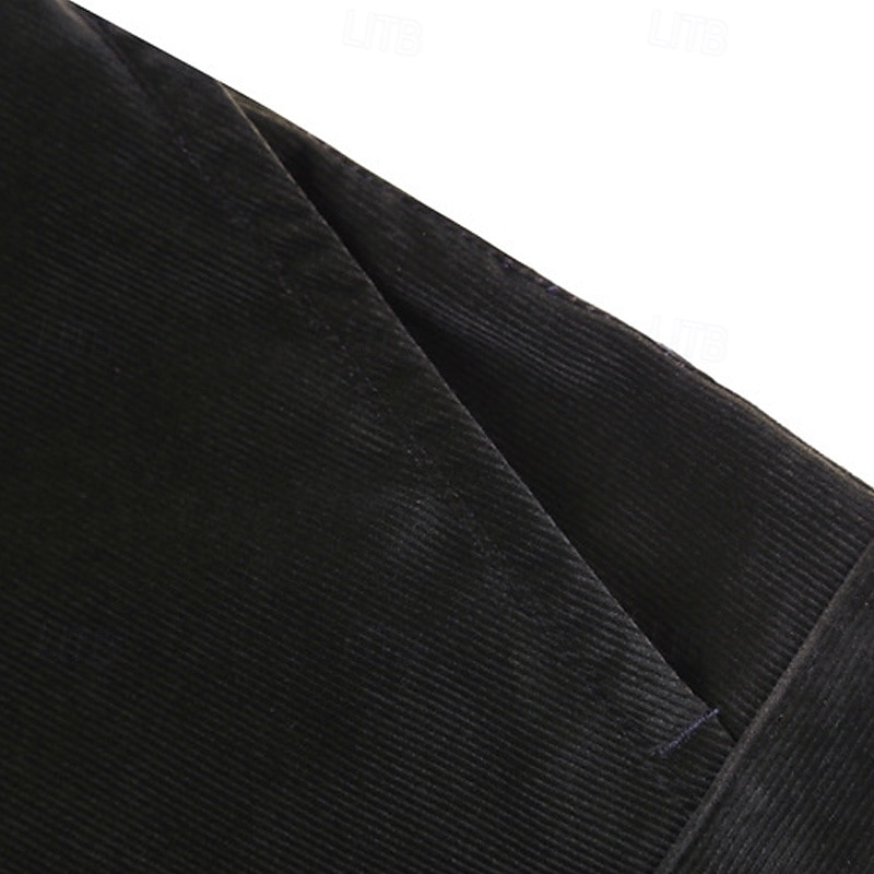 Men's Dress Pants Corduroy Pants Trousers Chinos Buttons Pocket Plain Comfort Wearable Formal Party Work Fashion Classic Style Black Wine Micro-elastic3