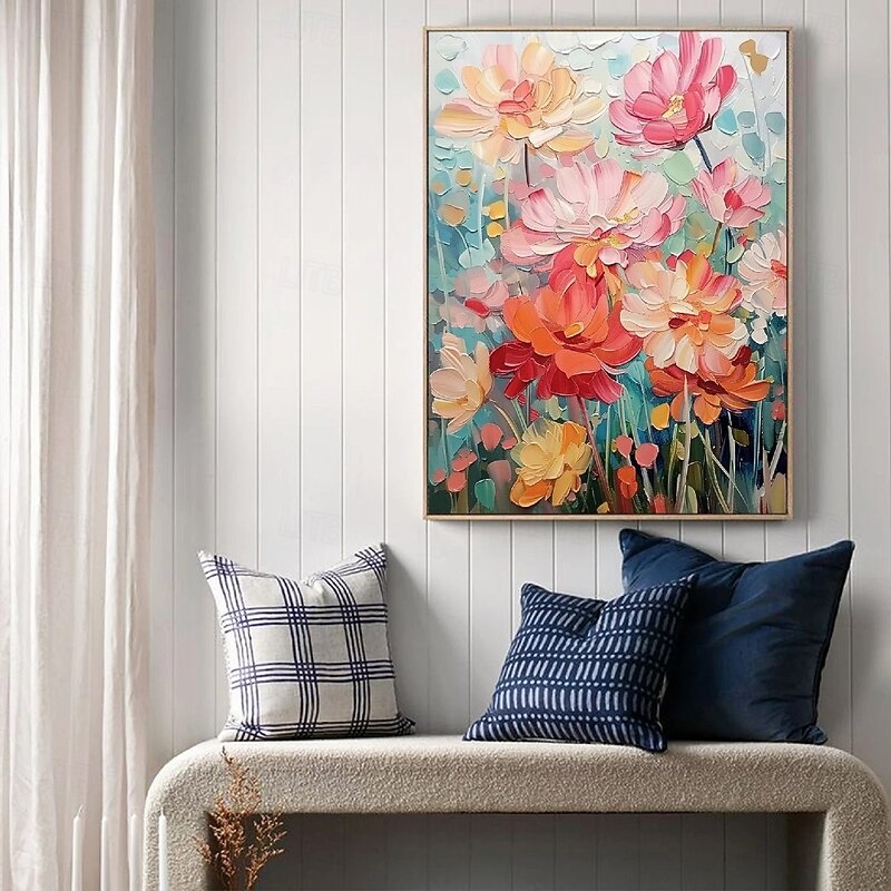 Large Flower Landscape Oil Painting On Canvas handmade Pastel Floral Painting Spring Flower Scenery Painting Large Wall Art oil painting for Living Room bedroom Decor2
