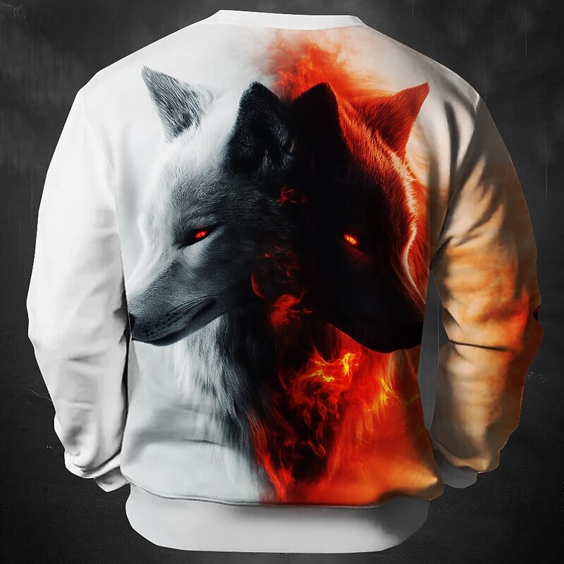 Men's Wolf Sweatshirt Sweatshirt Long Sleeve Sweatshirt Crew Neck Fashion Daily Casual 3D Printing Holiday Going out Streetwear Crewneck 3D Print Winter Spring &  Fall2