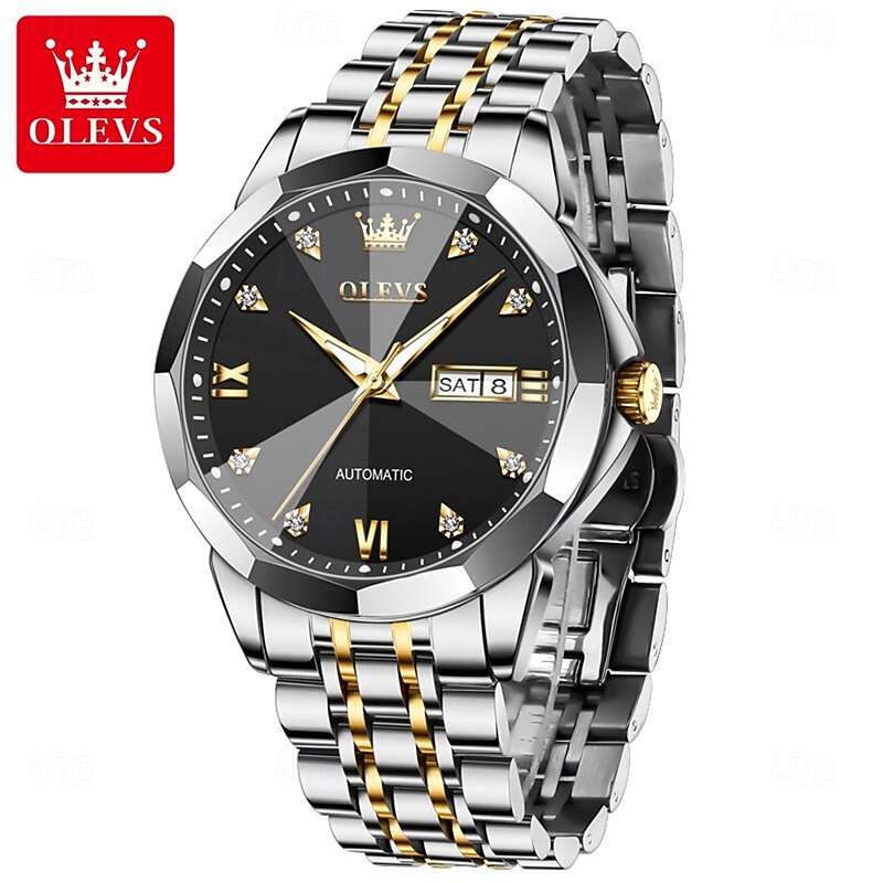 OLEVS Men Quartz Watch Creative Minimalist Fashion Business Luminous Calendar Date Week Waterproof Steel Watch2