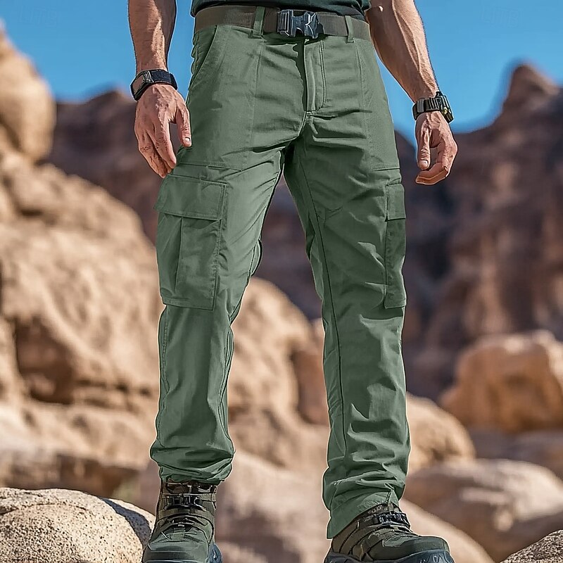 Men's Cargo Pants Cargo Trousers Trousers Hiking Pants Multi Pocket Straight Leg Plain Breathable Moisture Wicking Full Length Outdoor Daily Camping & Hiking Fashion Streetwear Black Green