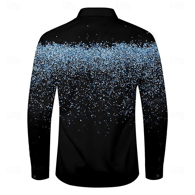 Men's Gradient Round Dots Shirt Dress Shirt Button Up Shirt Long Sleeve Business Casual School Formal Party Spring Fall Turndown Black2