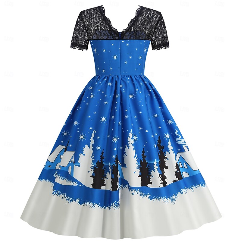 Santa Claus Mrs.Claus Fancy Christmas Dress Women's Cosplay Costume Christmas Pattern Adults Christmas Masquerade Christmas Eve Christmas Party Dress4