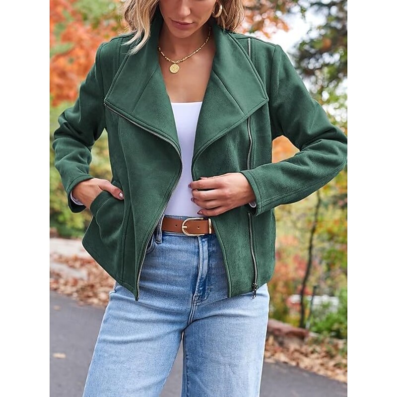 Women's Casual Jacket Warm Comfortable Zipper Casual Minimalism Solid Color Casual Daily Zipper Lapel Regular Fit Long Sleeve Outerwear Black Camel Brown Winter3