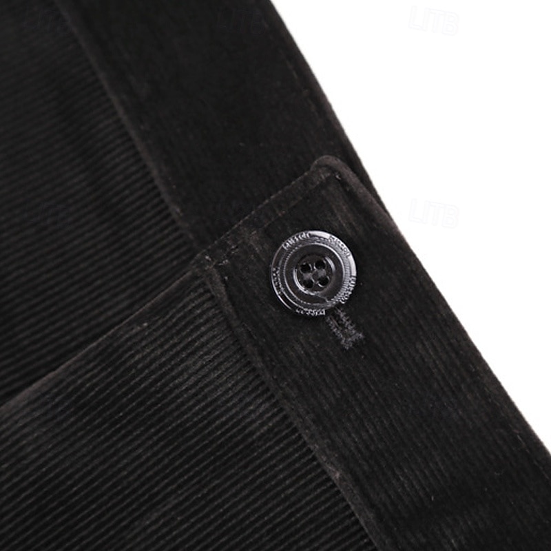 Men's Dress Pants Corduroy Pants Trousers Chinos Buttons Pocket Plain Comfort Wearable Formal Party Work Fashion Classic Style Black Wine Micro-elastic4