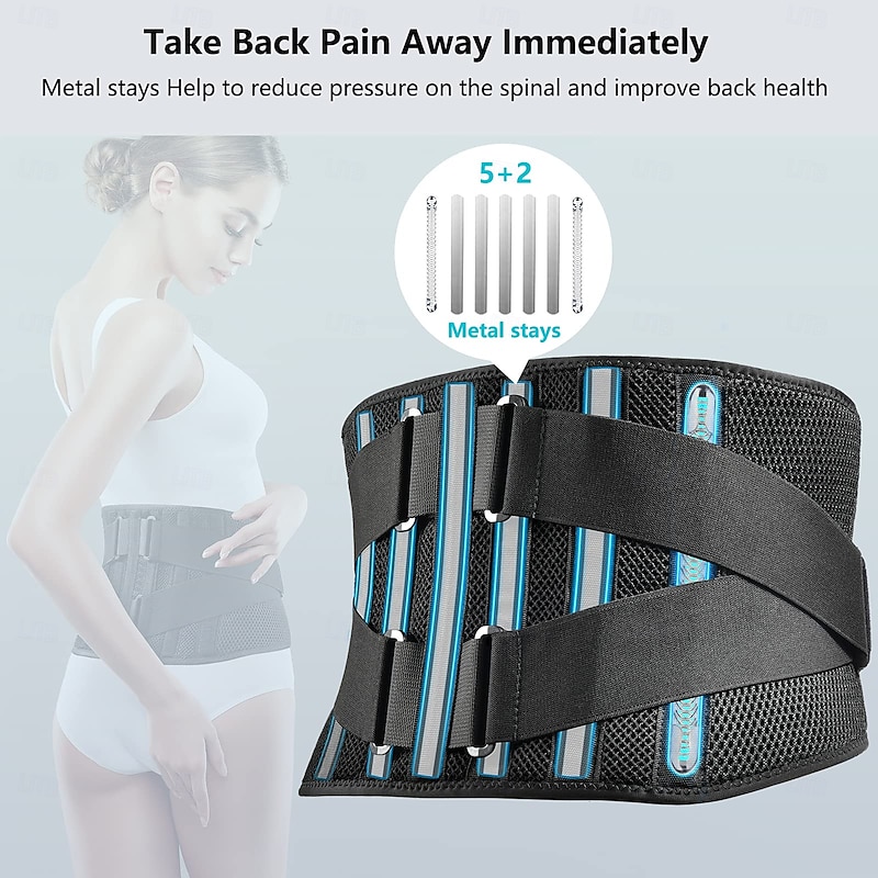 Air Mesh Back Brace for Men Women Lower Back Pain Relief with 7 Stays, Anti-skid, Adjustable Lumbar Support Belt for Work for Sciatica Scoliosis2