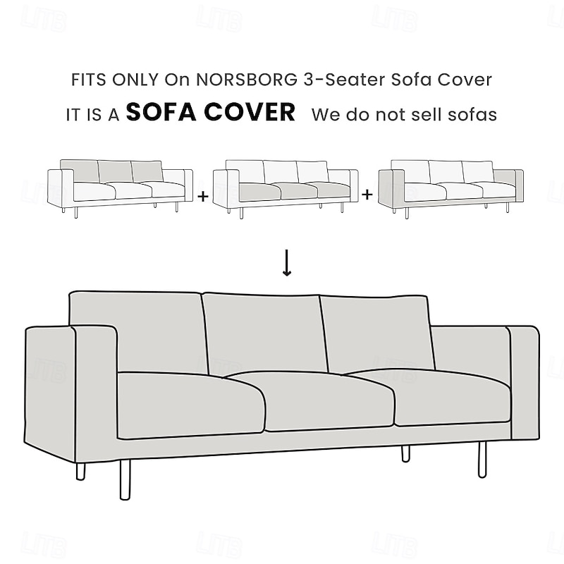 3-Seater Sofa Cover Solid Color Slipcovers NORSBcover LITB PRIME cover2