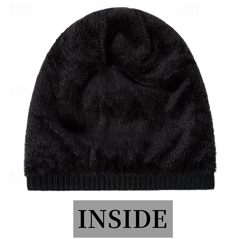 Men's Unisex Beanie Hat Winter Hats Beanies Skull Cap Knit Hat Black Wine Polyester Knitted Cozy Daily Wear Going out Solid / Plain Color Warm4