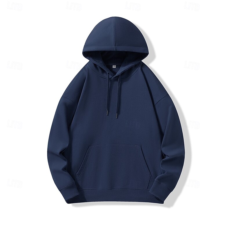 Men's Hoodie Black White Navy Blue Hooded Plain Pocket Christmas Gifts Work Sports & Outdoor Active Cool Basic Fall Winter Clothing Apparel Hoodies Sweatshirts  Long Sleeve3