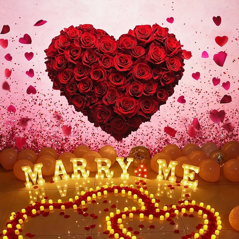 Wedding Decorations Backdrop Photograph Wall Hanging Large Tapestry Art Mural Decor Blanket Curtain Home Bedroom Living Room Decoration Rose Heart