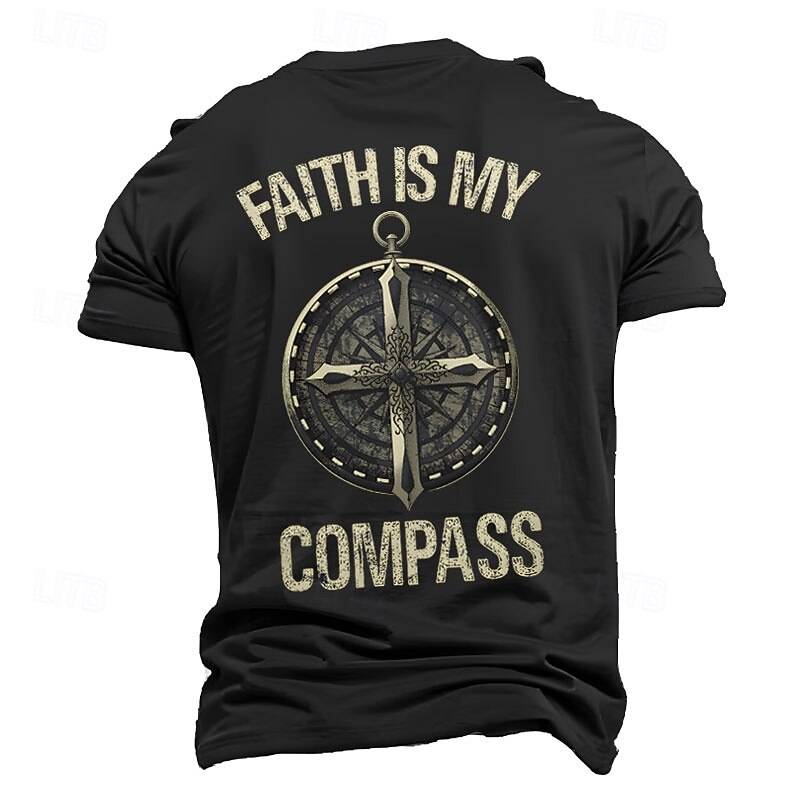 Men's T-Shirt Faith is My Compass Graphic Short Sleeve Lifestyle Spiritual4