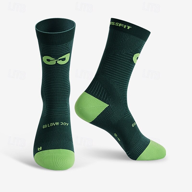 Athletic Sports Socks Running Socks 1 Pair Color Block Men's Socks Compression Socks Anti-Slip Breathable Sweat wicking Comfortable Gym Workout Football / Soccer Running Jogging Cycling Sports Color4