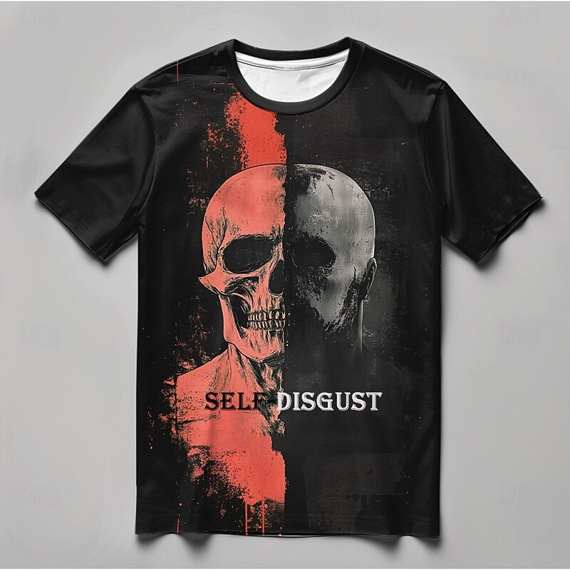 Men's Skull T Shirt Short Sleeve T shirt 3D Print Crew Neck Shirt Fashion Athleisure Street Sports Outdoor Daily Black Summer Spring Clothing Apparel S M L XL XXL XXXL