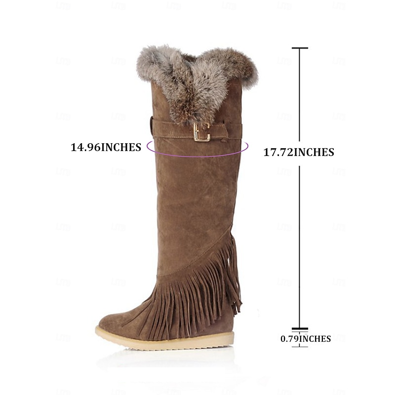 Women's Green Suede Moccasin Winter Boots with Fur Lining and Fringe Detail – Cozy Knee-High Snow Boots for Cold Weather 13