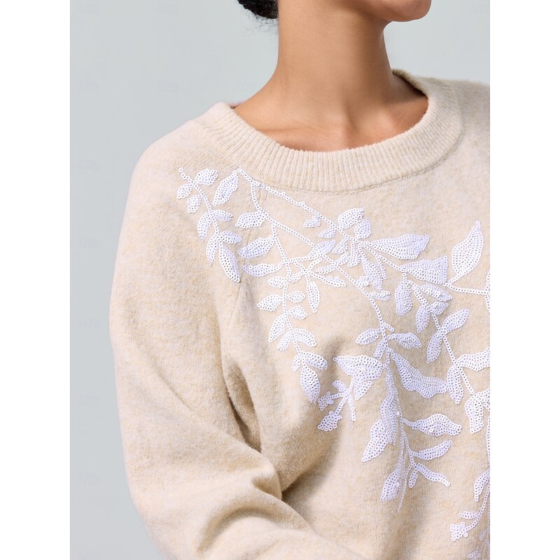 Knit Embroidered Wool Blend Pullover Sweater2