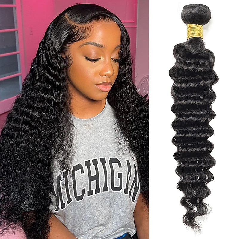 1 Bundle Hair Weaves Deep Wave Human Hair Extensions Human Hair