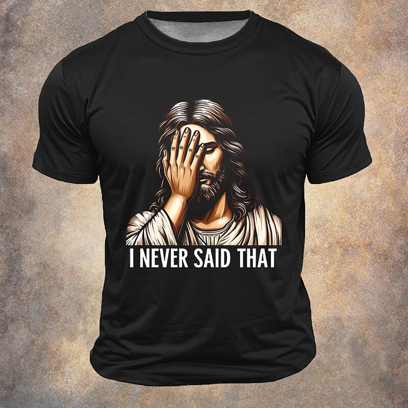 Men's Jesus T Shirt Short Sleeve T shirt 3D Print Crew Neck Shirt Fashion Athleisure Street Sports Outdoor Daily Black Summer Spring Clothing Apparel S M L XL XXL XXXL