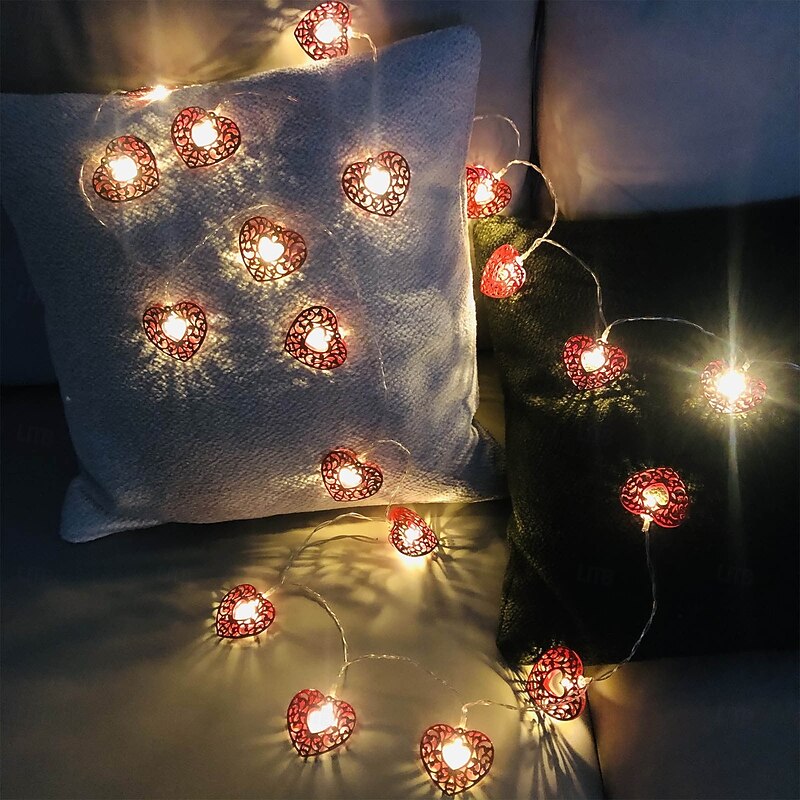 1pc Valentine's Day Love String Lights 1.65M-10Leds/3M-20Leds Battery Box USB Power Supply Valentine's Day Mother's Day Christmas New Year Indoor Atmosphere Decoration Light String2