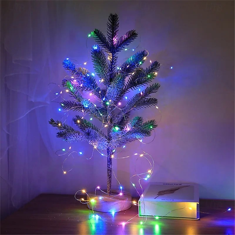 2pcs USB LED String Lights, Copper/Silver Wire Waterproof Fairy Lights 2m 3m 5m 10m 20m for Christmas, Wedding, Party Decor
