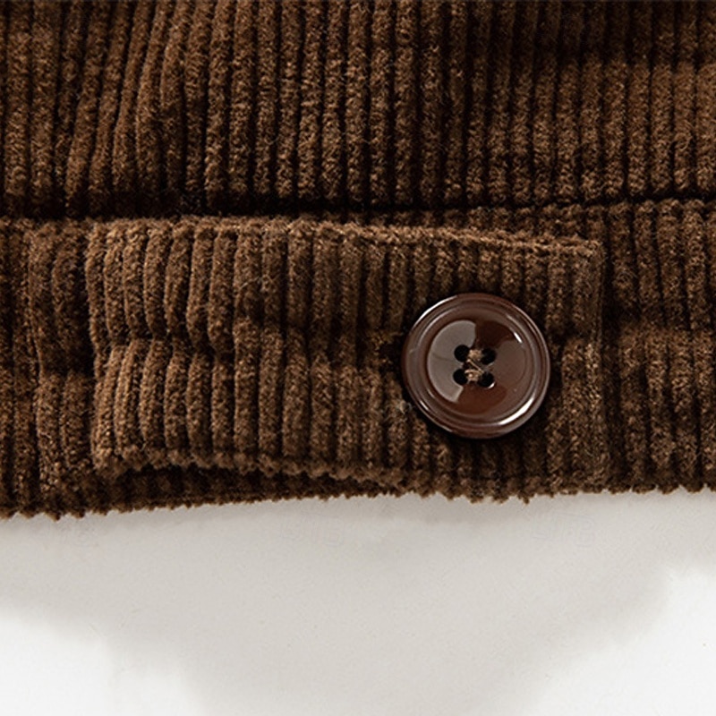 Men's Corduroy Jacket Fleece Jacket Sherpa Jacket Vacation Daily Thermal Warm Fleece Fall & Winter Plain Fashion Streetwear Lapel Regular Black Khaki Coffee Gray Jacket4