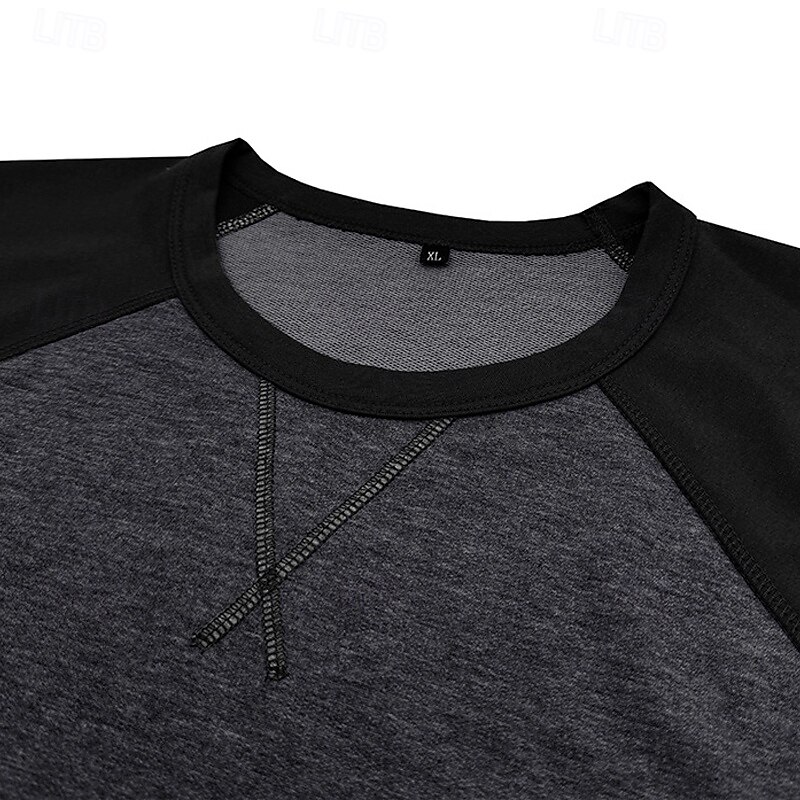 Men's 60% Cotton Raglan Sleeve Sweatshirt Tee Top Long Sleeve Shirt Solid Color Crew Neck Outdoor Street Long Sleeve Color Block Clothing Apparel Daily Casual Street Style3