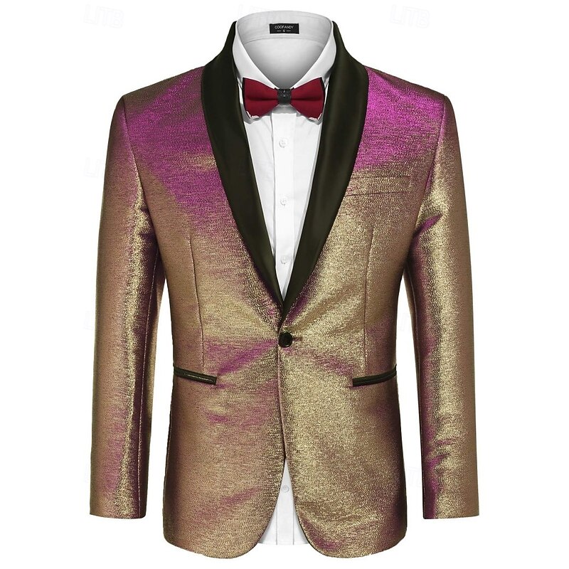 Retro Vintage 1980s Shiny Metallic Tuxedo Suits & Blazers Fancy Dress Men's Carnival Costume Christmas Halloween Carnival Cocktail Party Theme Party Pride Parade Adults' Coat2
