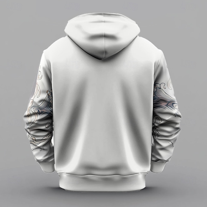 Men's Dragon Hoodies Sweatshirt Fashion Cool Long Sleeve Crew Neck Party Holiday Streetwear White Drawstring Fall Winter Designer2